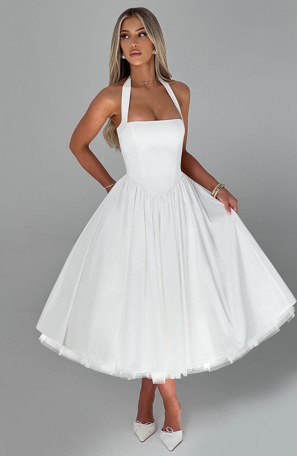 Cressida Midi Dress - Ivory  Gemma Chic