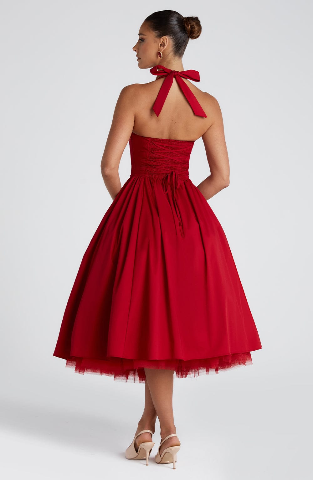 Cressida Midi Dress - Red  Gemma Chic