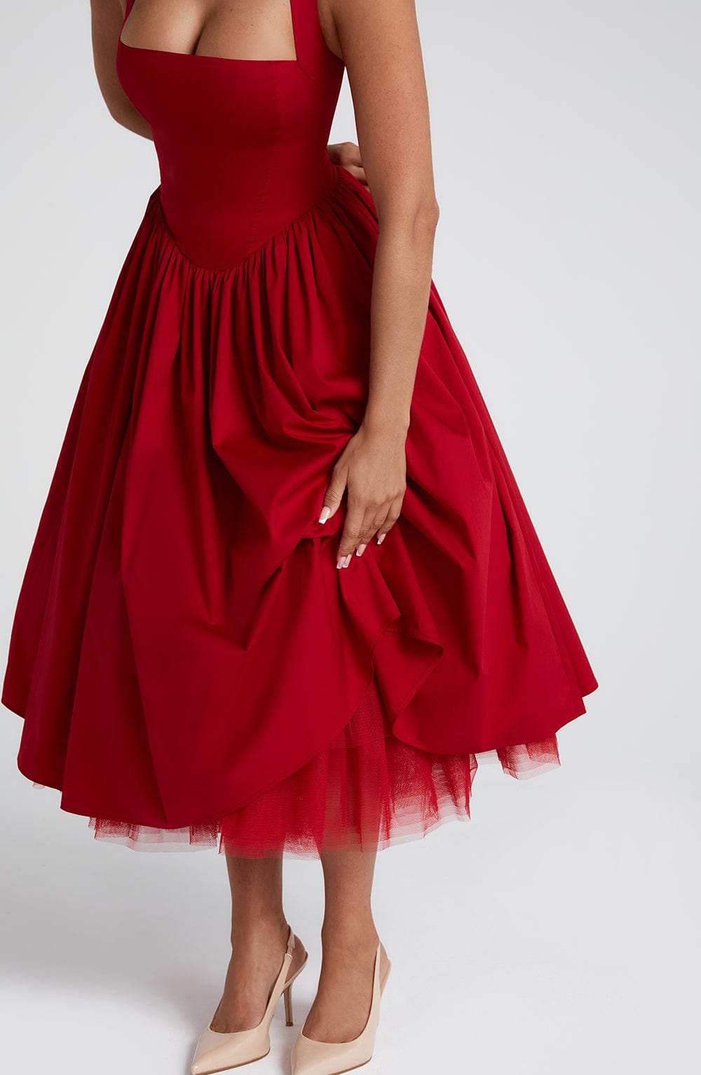Cressida Midi Dress - Red  Gemma Chic