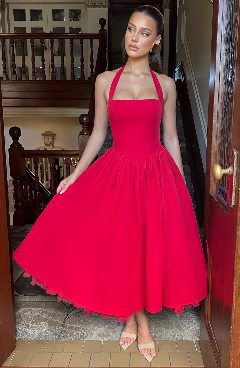 Cressida Midi Dress - Red  Gemma Chic