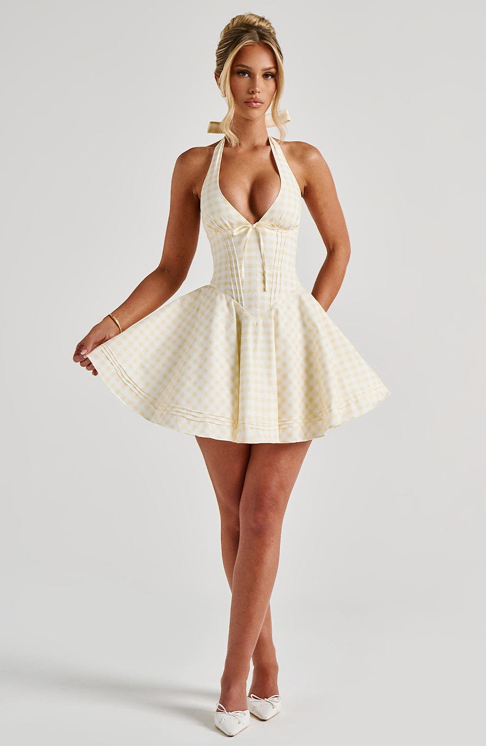 Doris Mini Dress - Lemon Gingham  Gemma Chic