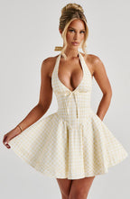 Doris Mini Dress - Lemon Gingham  Gemma Chic