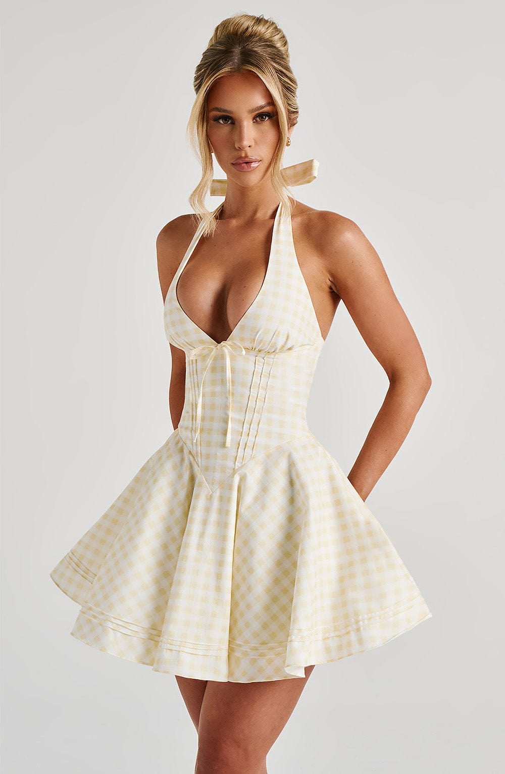 Doris Mini Dress - Lemon Gingham  Gemma Chic