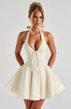 Doris Mini Dress - Lemon Gingham  Gemma Chic