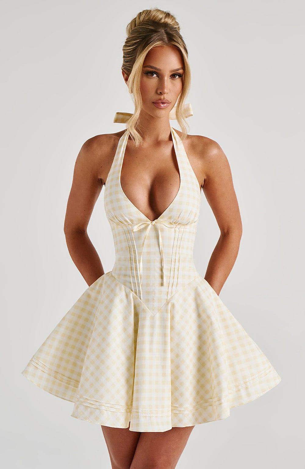 Doris Mini Dress - Lemon Gingham  Gemma Chic