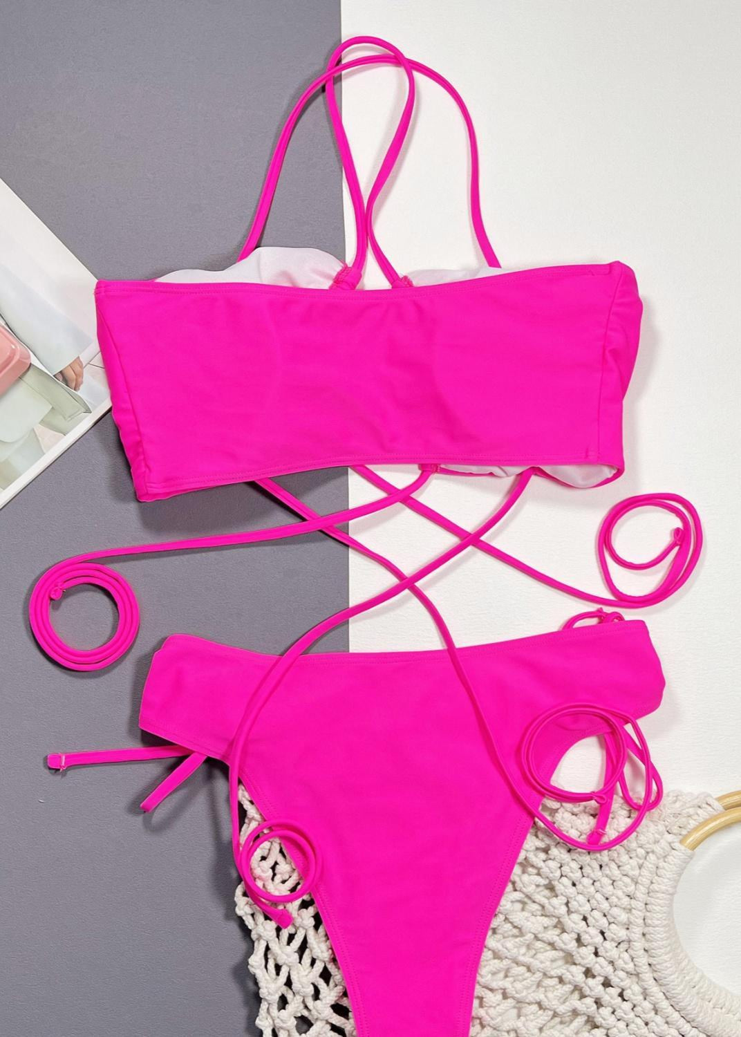 Vivid Fuchsia Wrap-Around Bikini Set  GEMMACHIC
