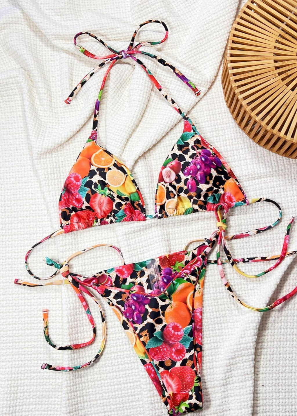 TropiMix ¨C Vibrant Fruit Print Triangle Bikini Set  GEMMACHIC
