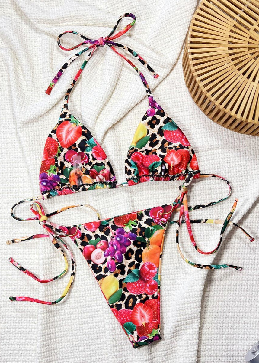 TropiMix ¨C Vibrant Fruit Print Triangle Bikini Set  GEMMACHIC