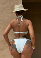 Ivory Ruffle Trim Bikini Set  GEMMACHIC