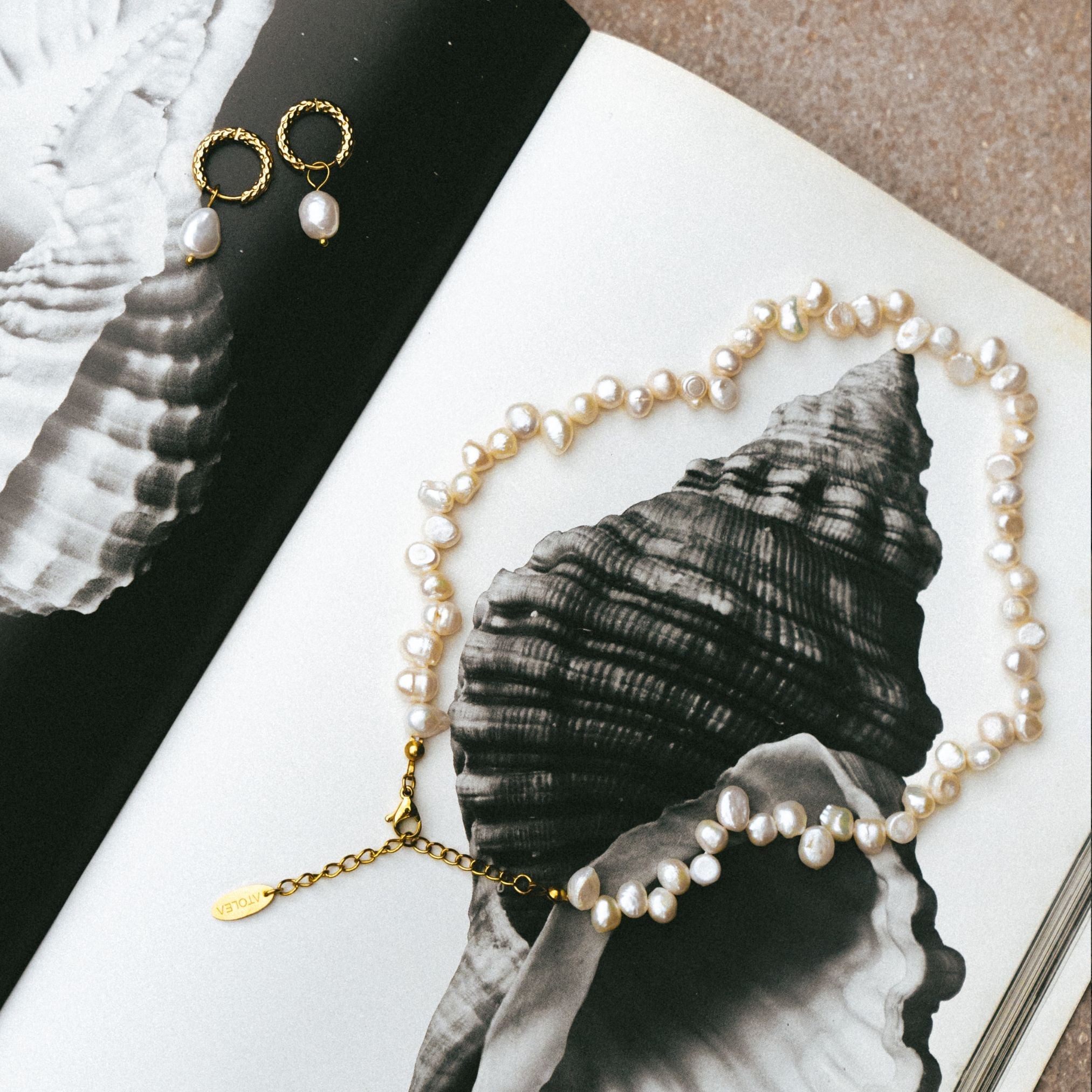 Hammered Pearl Hoop Earrings  GEMMACHIC