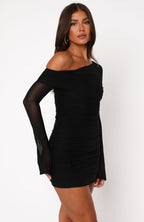 I Feel Love Long Sleeve Mini Dress Black  GEMMACHIC