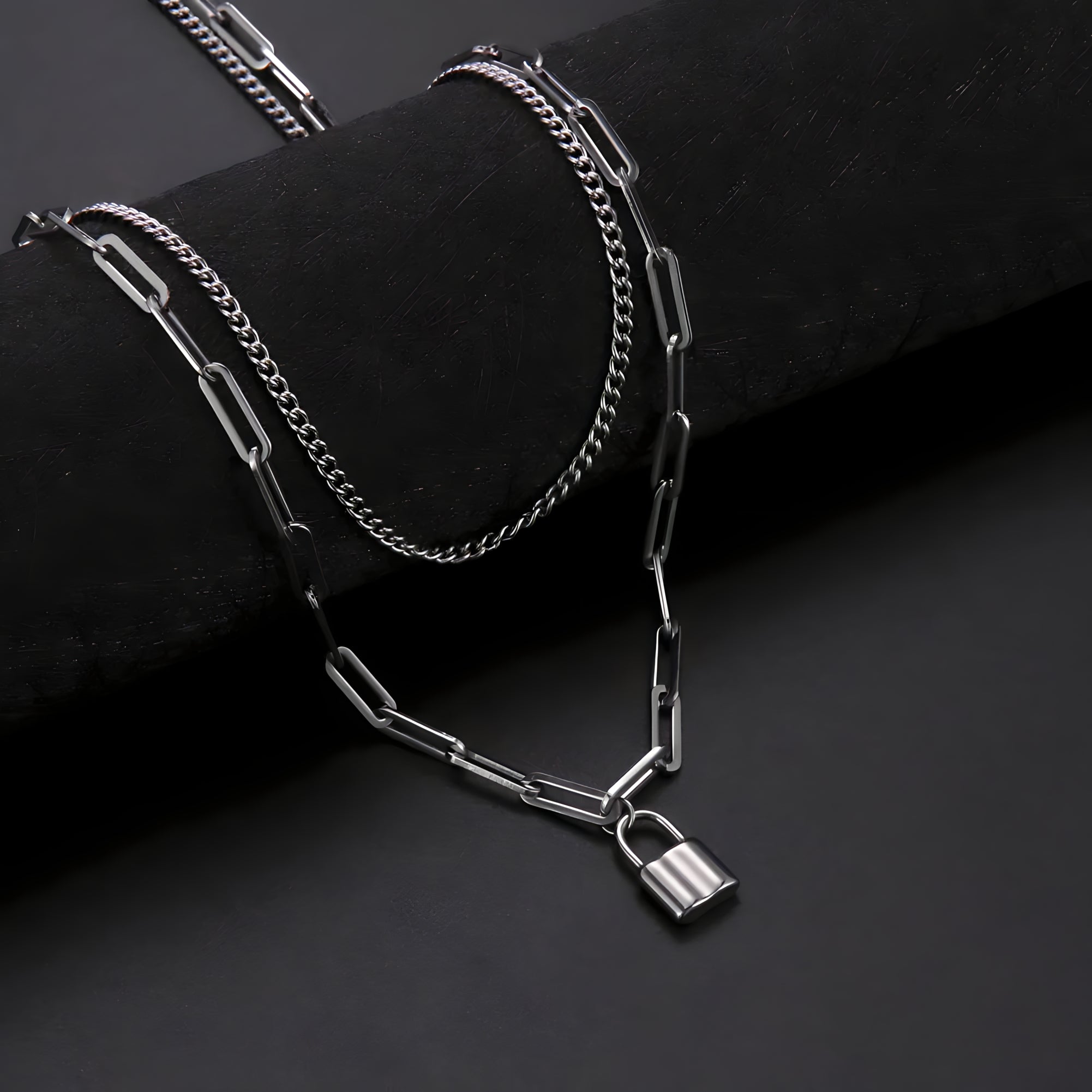 Layered Lock Necklace  GEMMACHIC