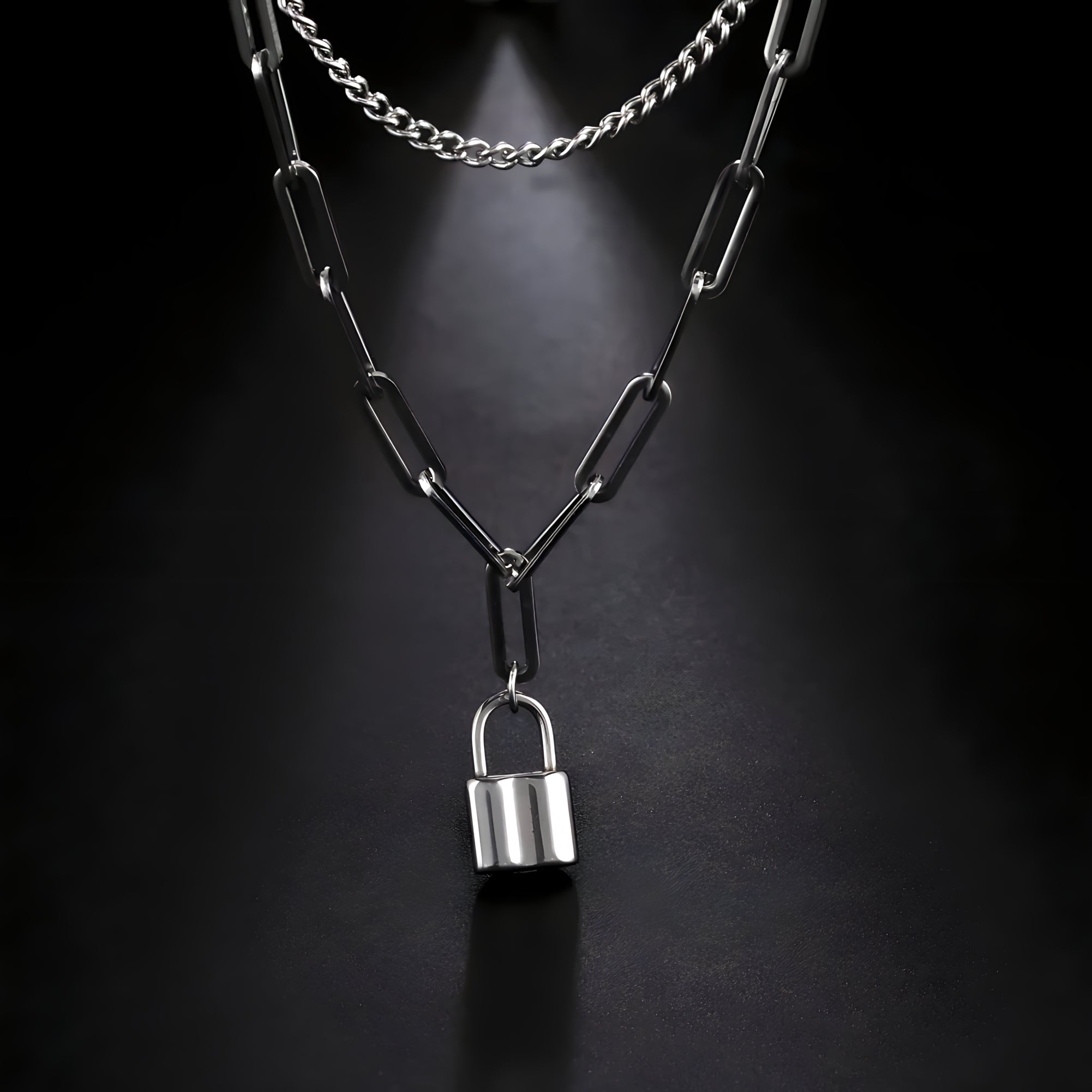 Layered Lock Necklace  GEMMACHIC