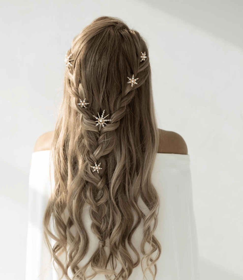 Starlet Pearl and Crystal Mini Comb Set of 2  GEMMACHIC