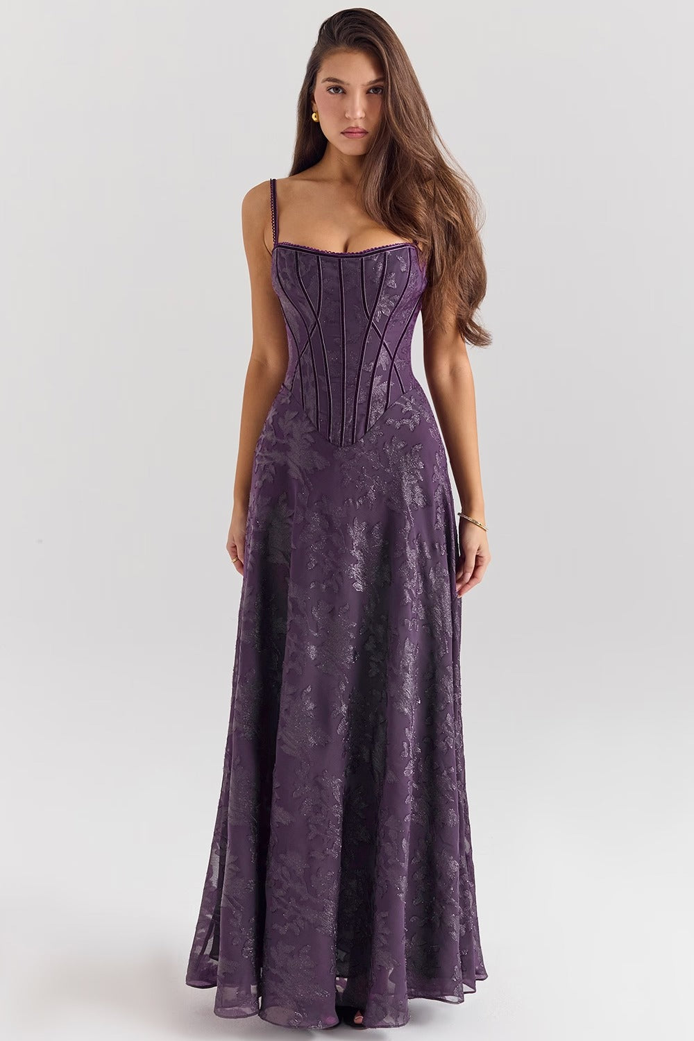 Midnight Blue Lurex Chiffon Maxi Dress  Gemma Chic