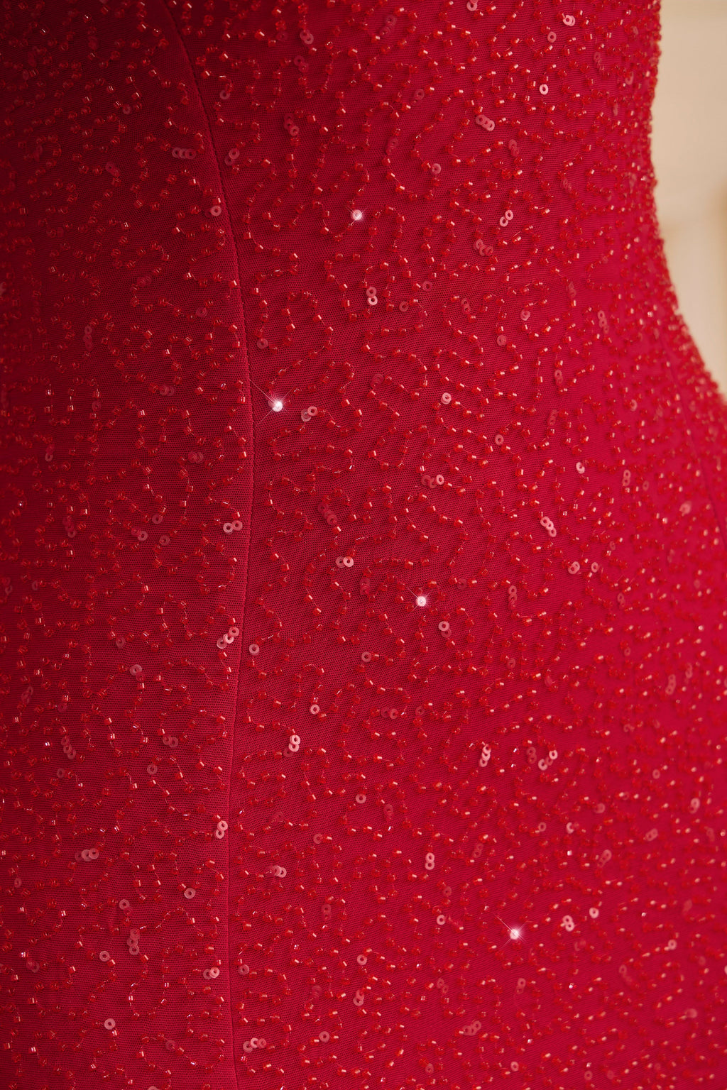 Embellished Strapless Cowl-Neck Maxi Dress in True Red  Gemma Chic