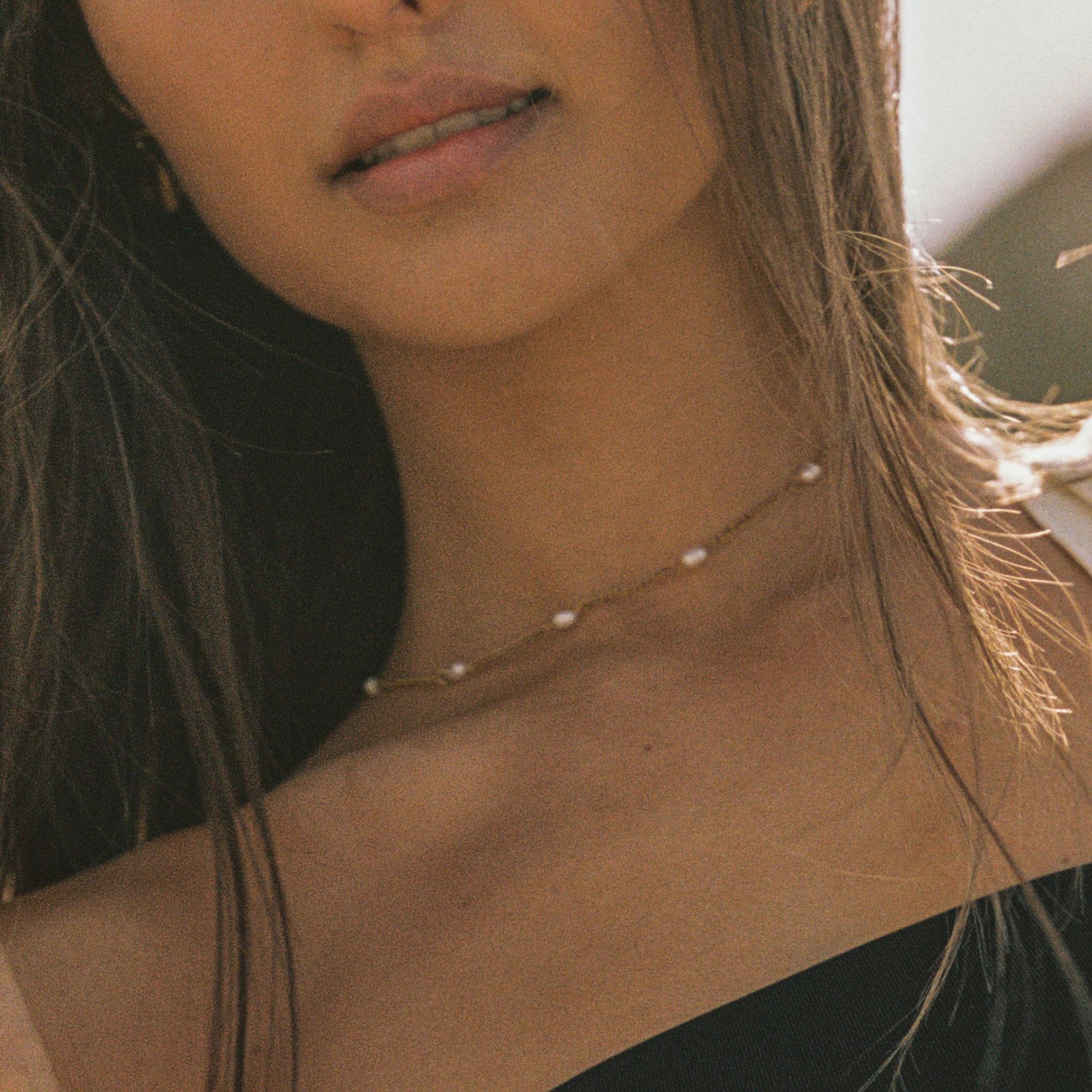 Dainty Gold Pearl Choker  GEMMACHIC