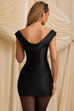 Off-Shoulder Draped Mini Dress in Black  Gemma Chic
