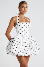 Maricia Mini Dress - Black Polka Dot Print  Gemma Chic