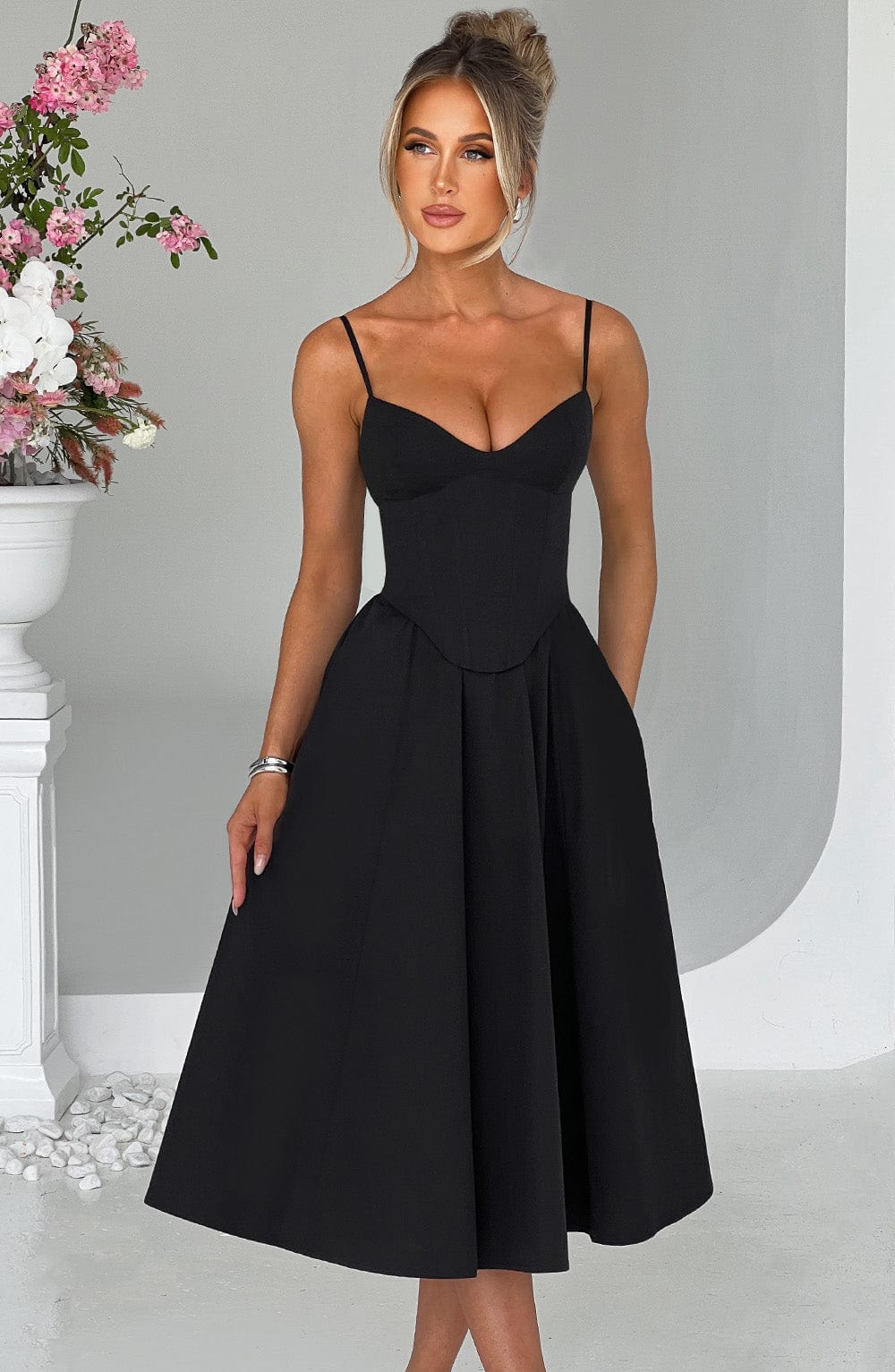 Mariella Midi Dress - Black  Gemma Chic