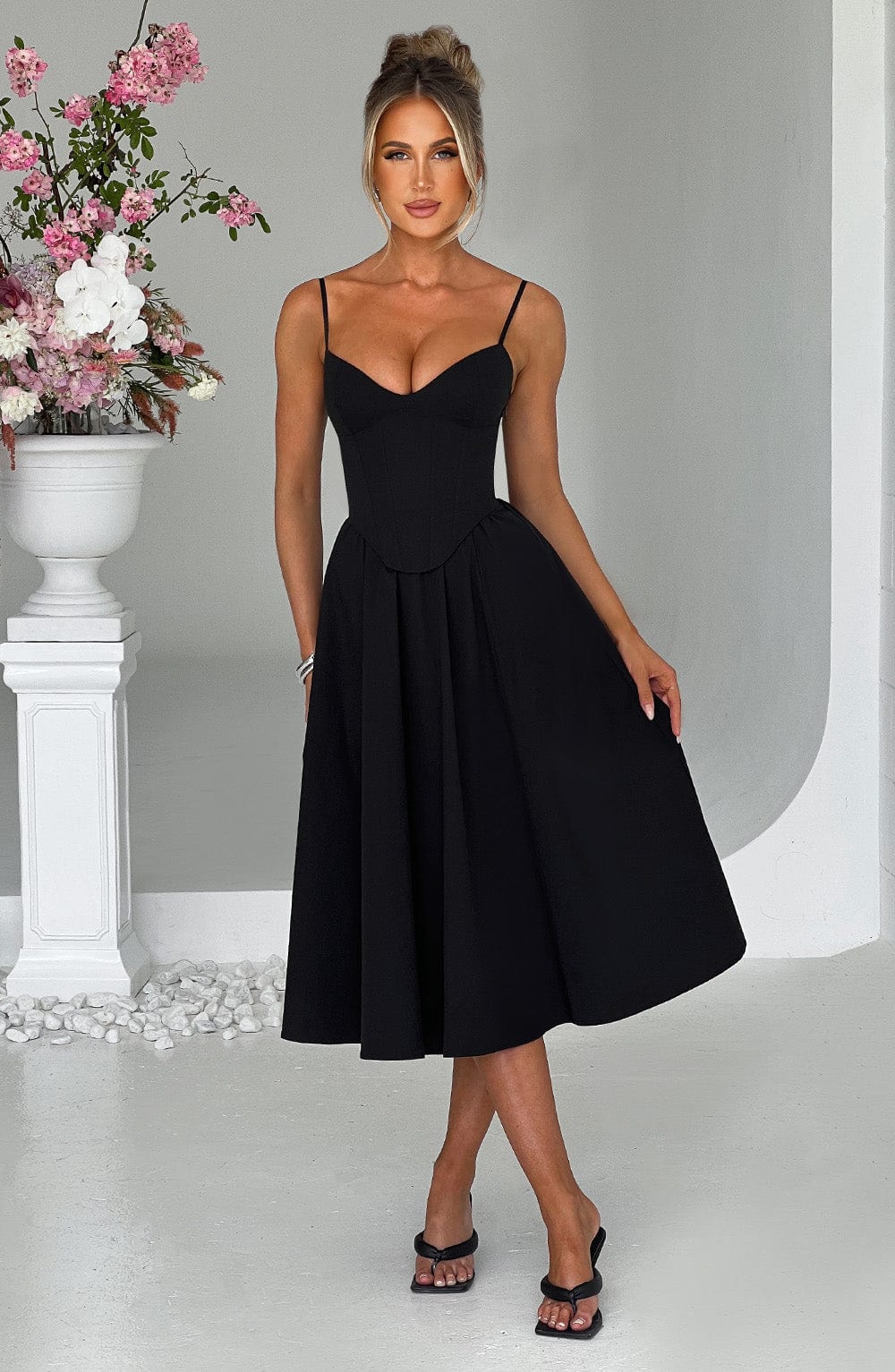 Mariella Midi Dress - Black  Gemma Chic