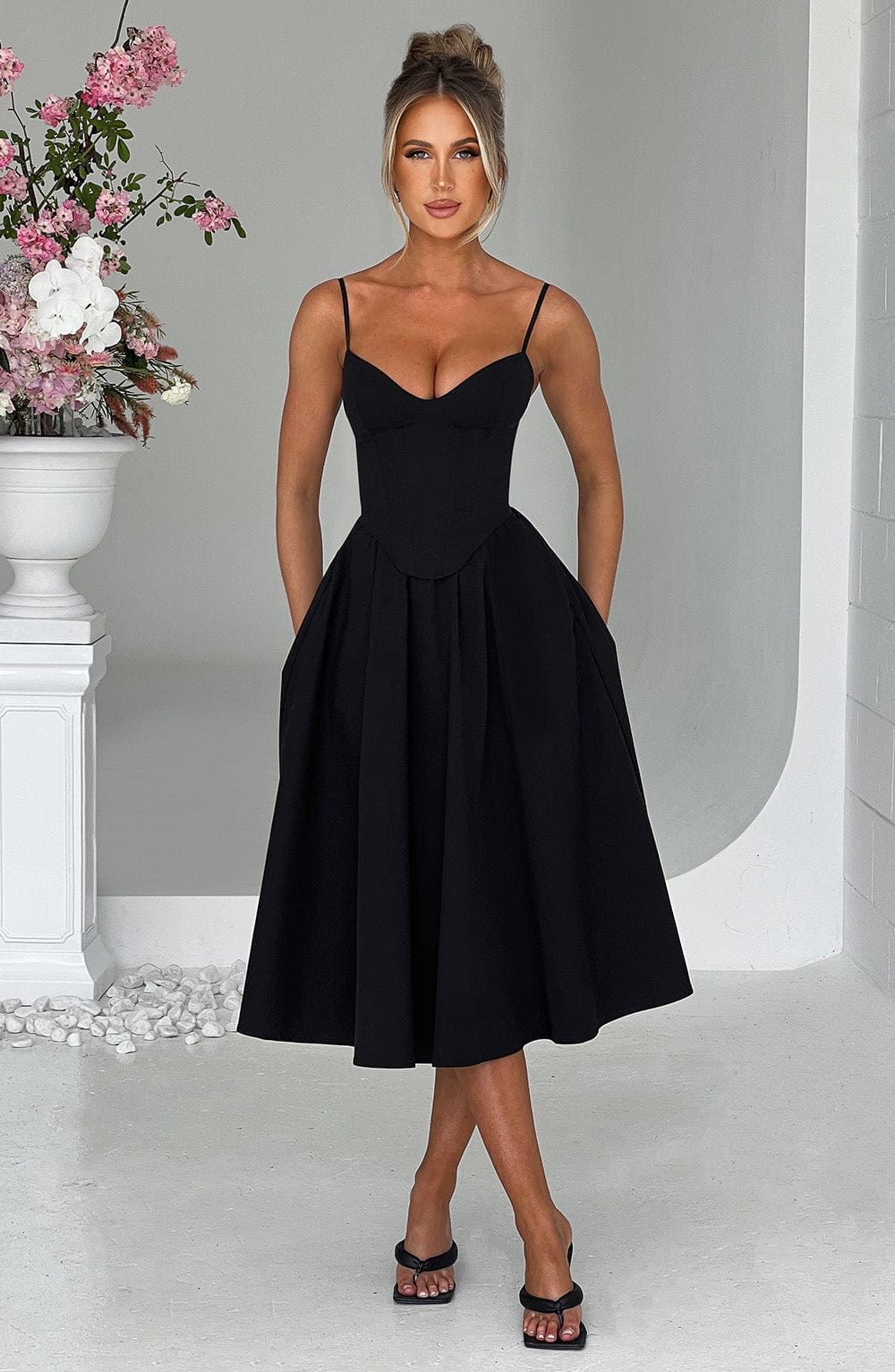 Mariella Midi Dress - Black  Gemma Chic