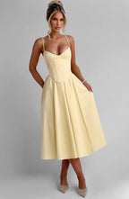 Mariella Midi Dress - Lemon  Gemma Chic