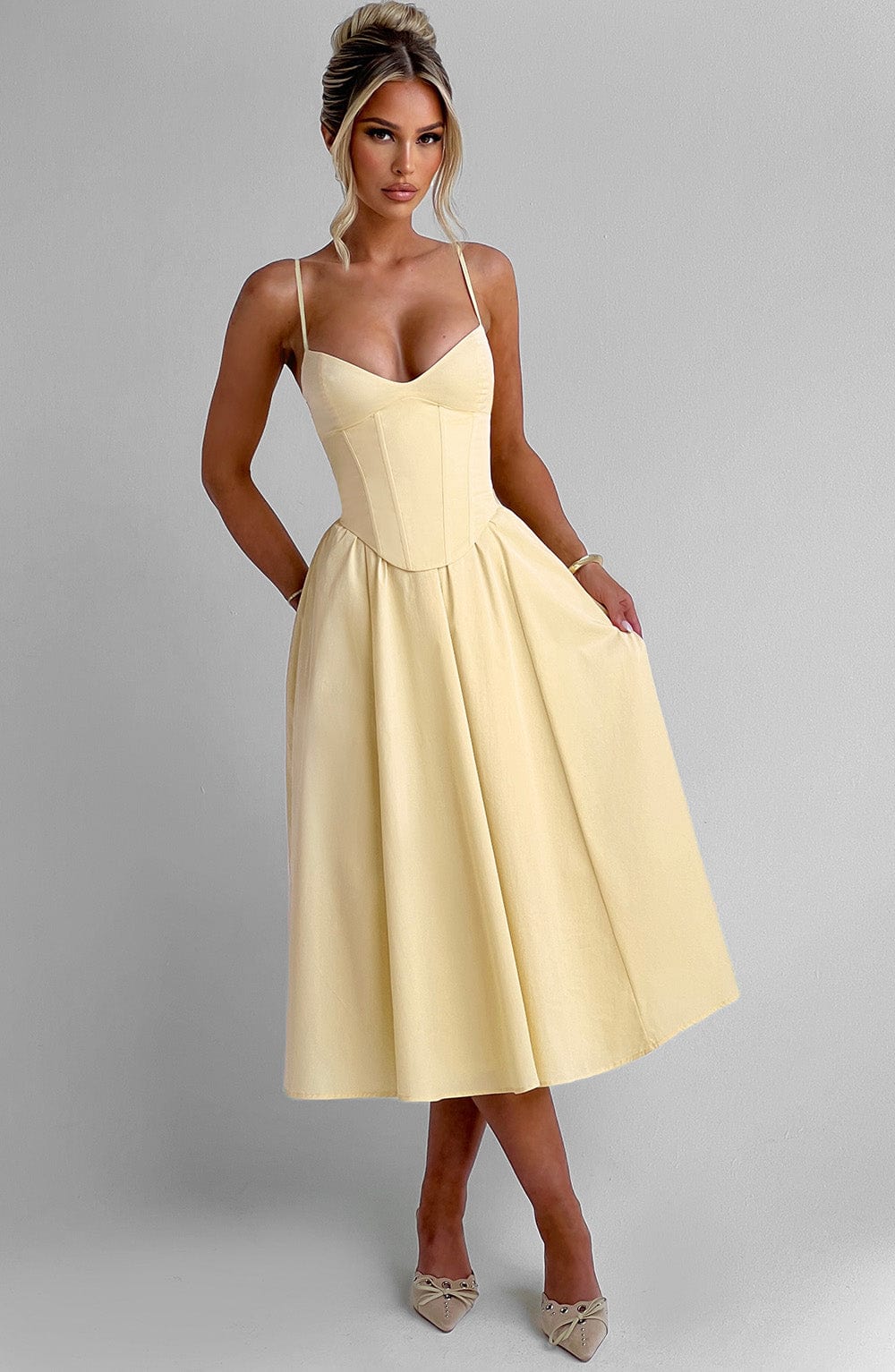 Mariella Midi Dress - Lemon  Gemma Chic
