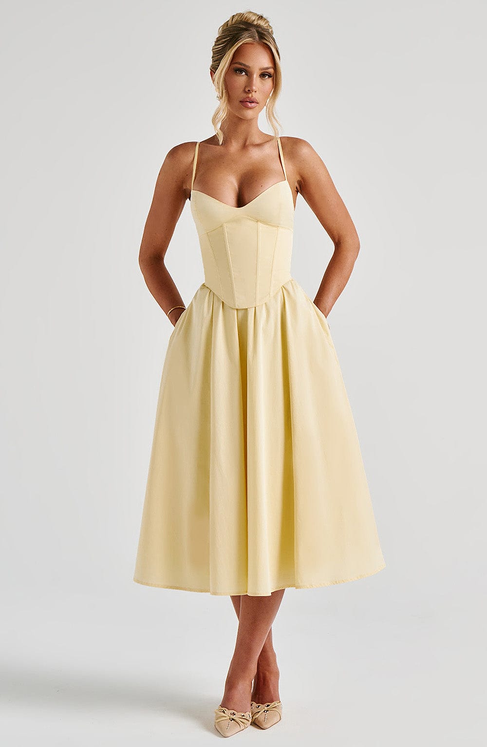 Mariella Midi Dress - Lemon  Gemma Chic