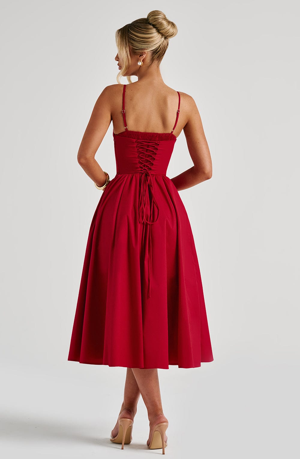 Mariella Midi Dress - Red  Gemma Chic