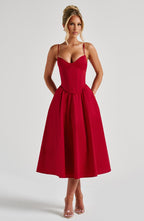 Mariella Midi Dress - Red  Gemma Chic