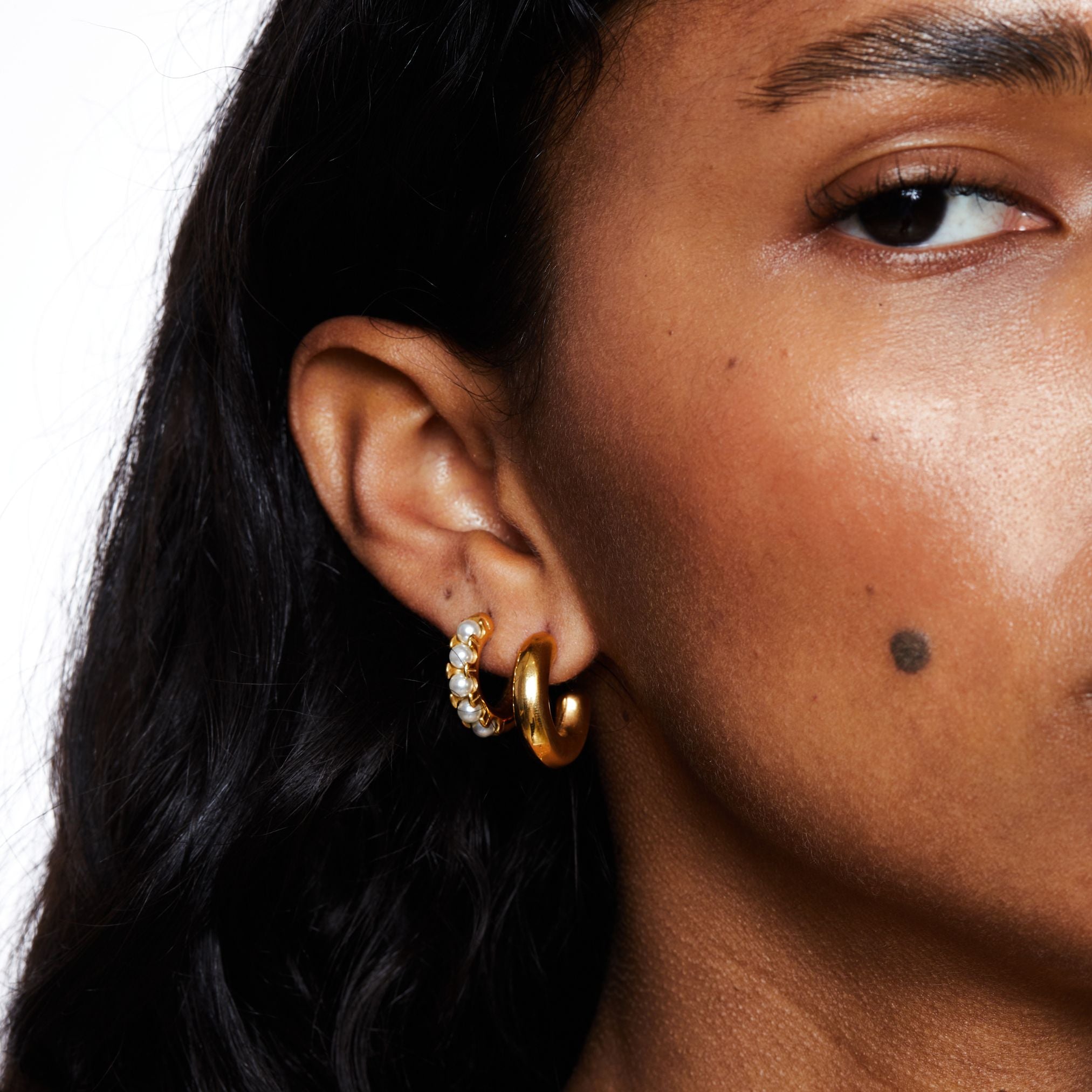 Mini Pearl Huggies Earrings  GEMMACHIC