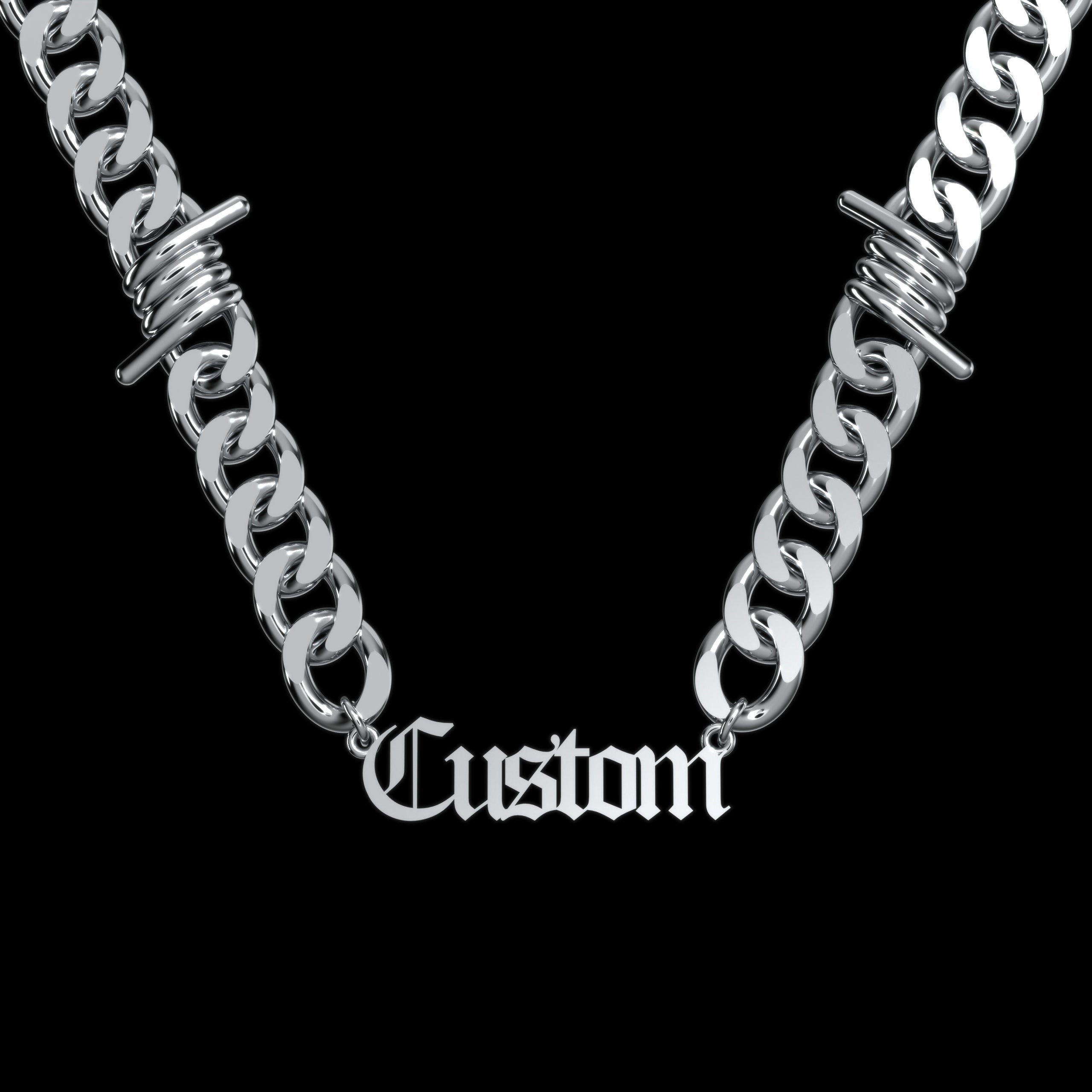 Barb Wire Cuban Personalized Chain  GEMMACHIC