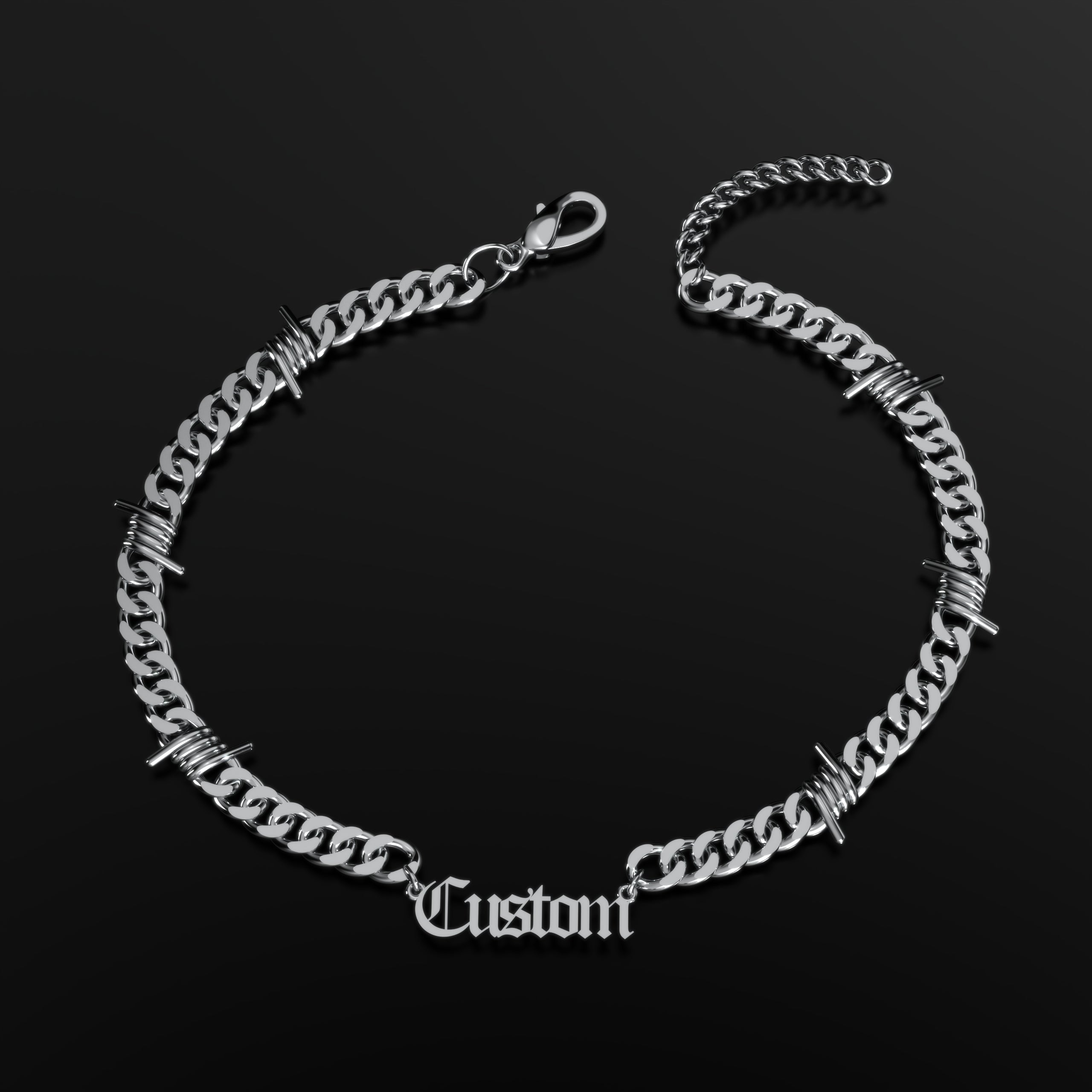 Barb Wire Cuban Personalized Chain  GEMMACHIC