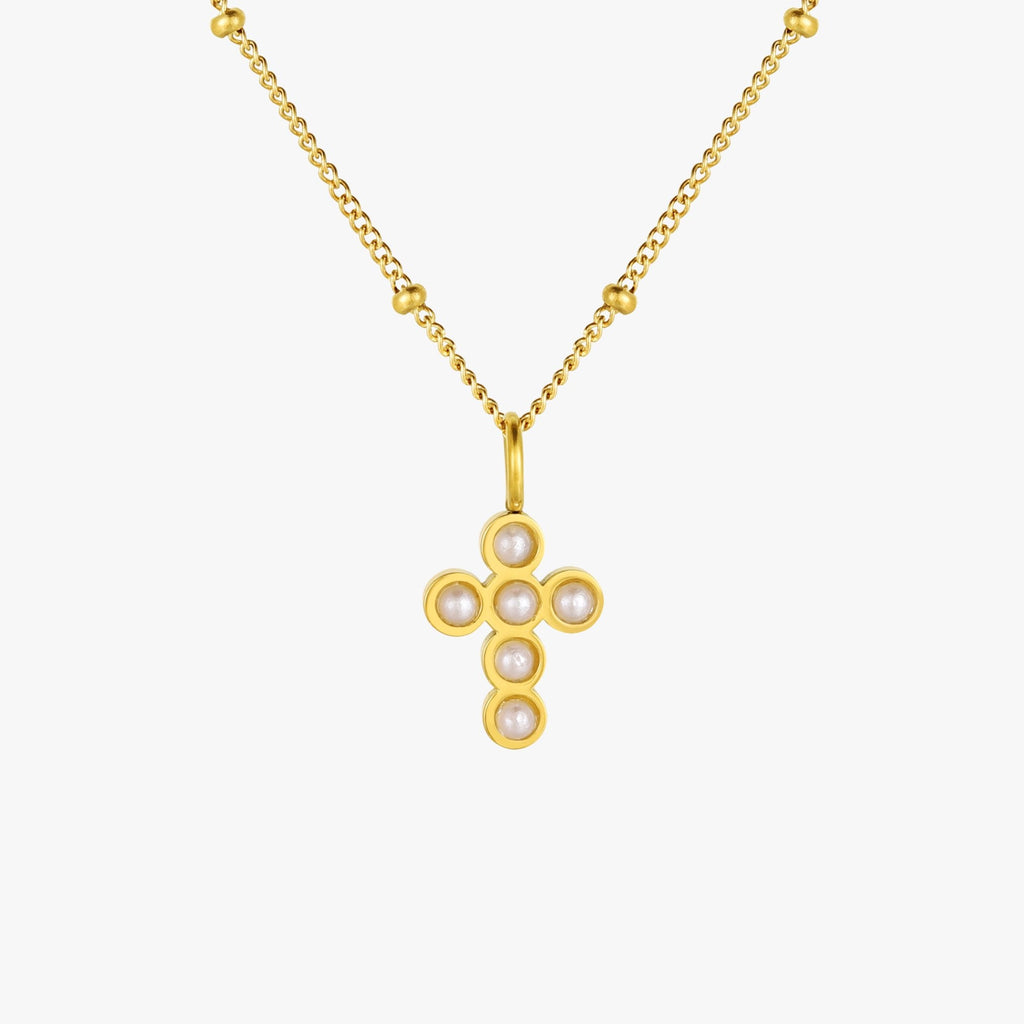 Pearl Cross Necklace  GEMMACHIC