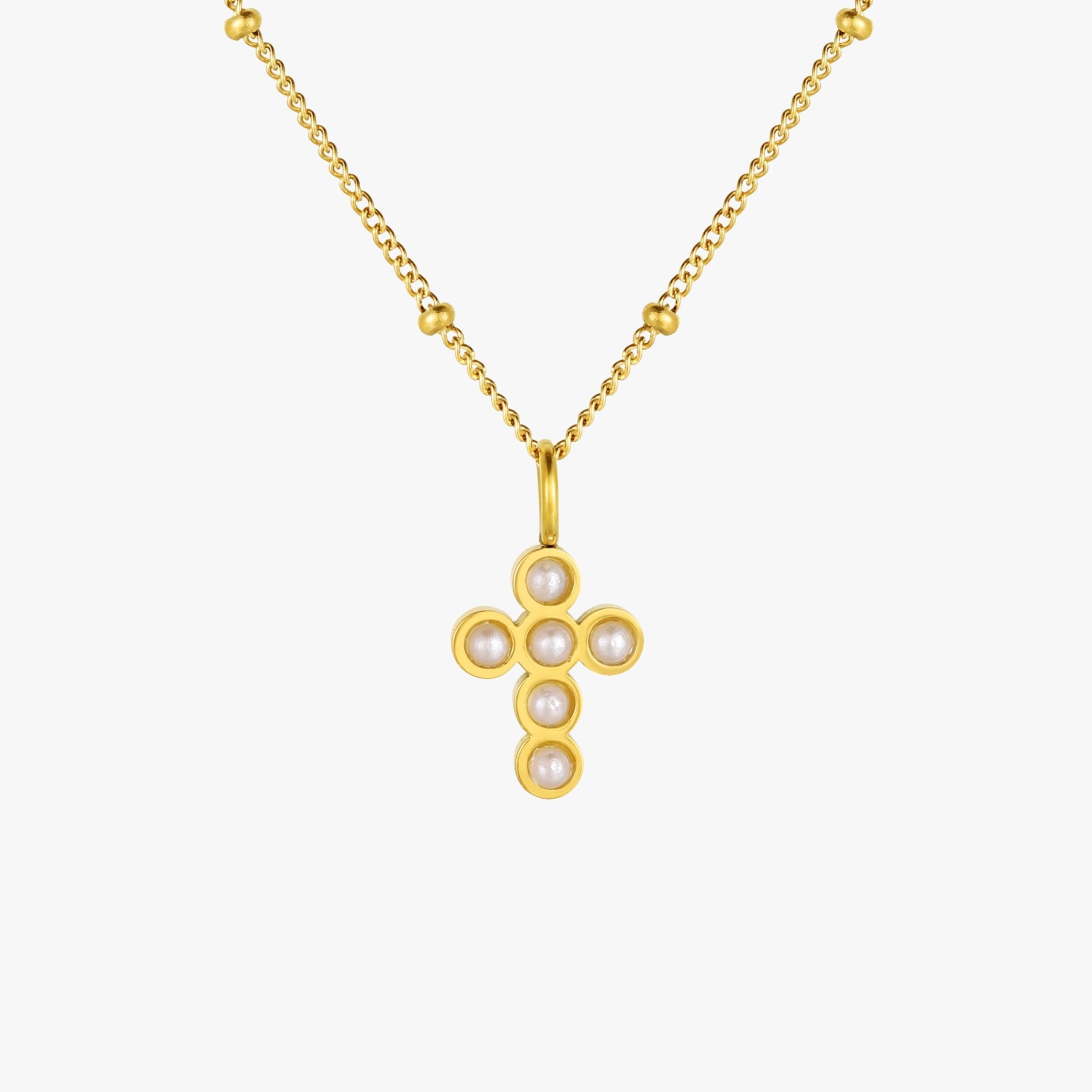 Pearl Cross Necklace  GEMMACHIC