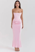 Persephone Rose Shadow Strapless Corset Maxi Dress  Gemma Chic