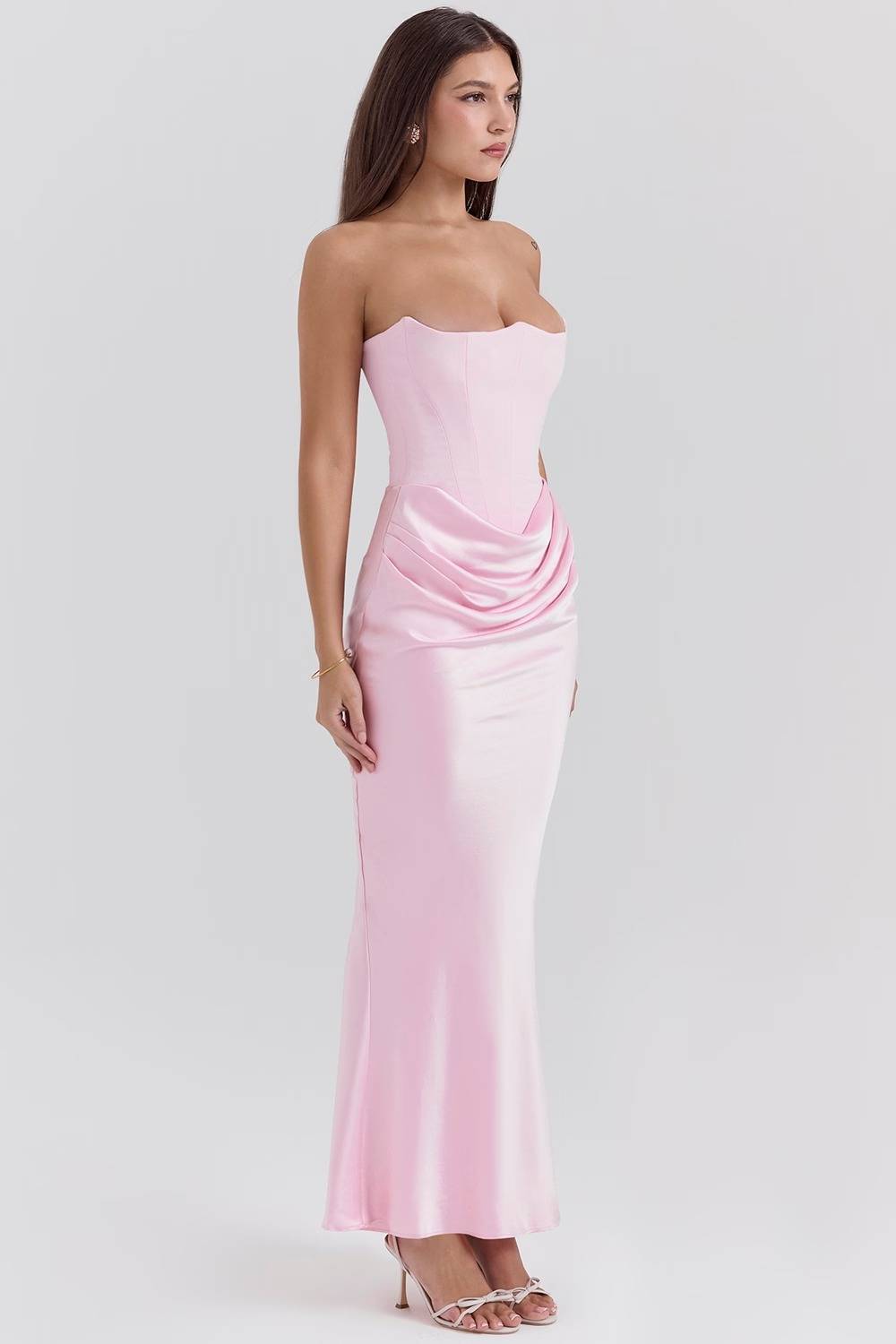 Persephone Rose Shadow Strapless Corset Maxi Dress  Gemma Chic
