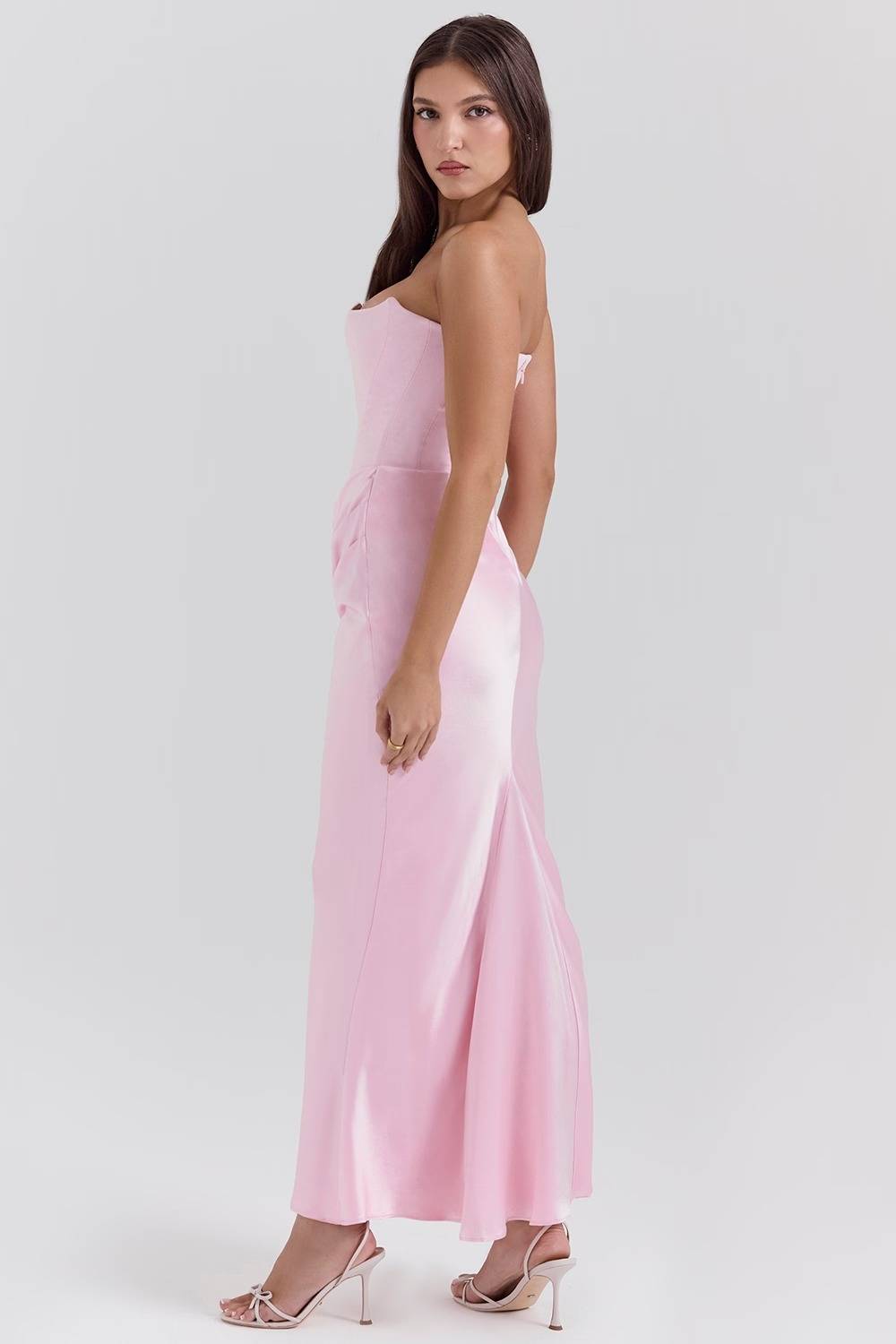 Persephone Rose Shadow Strapless Corset Maxi Dress  Gemma Chic