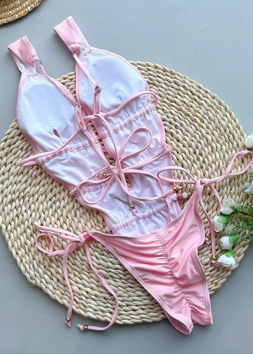 Marbella Cutout One Piece - Ruched High Leg Swimsuit  GEMMACHIC