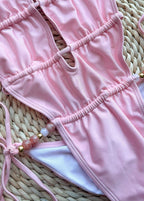 Marbella Cutout One Piece - Ruched High Leg Swimsuit  GEMMACHIC