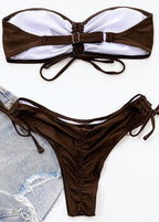 Espresso Sands - Strapless Ruched Bikini Set  GEMMACHIC