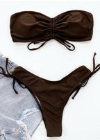 Espresso Sands - Strapless Ruched Bikini Set  GEMMACHIC