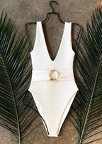 Carmela ¨C Textured Belted One-Piece Swimsuit  GEMMACHIC
