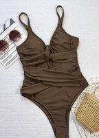 Twist Harmony - Ruched Cutout One-Piece Swimsuit  GEMMACHIC