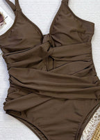 Twist Harmony - Ruched Cutout One-Piece Swimsuit  GEMMACHIC