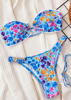 Azure Bloom ¨C Ruched Floral Bikini Set  GEMMACHIC