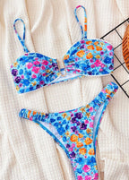 Azure Bloom ¨C Ruched Floral Bikini Set  GEMMACHIC