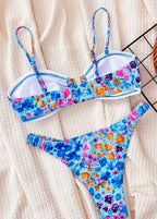 Azure Bloom ¨C Ruched Floral Bikini Set  GEMMACHIC
