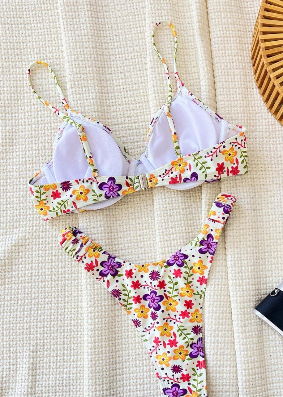 Sunburst Bloom Bikini Set - Underwire Floral Two-Piece  GEMMACHIC